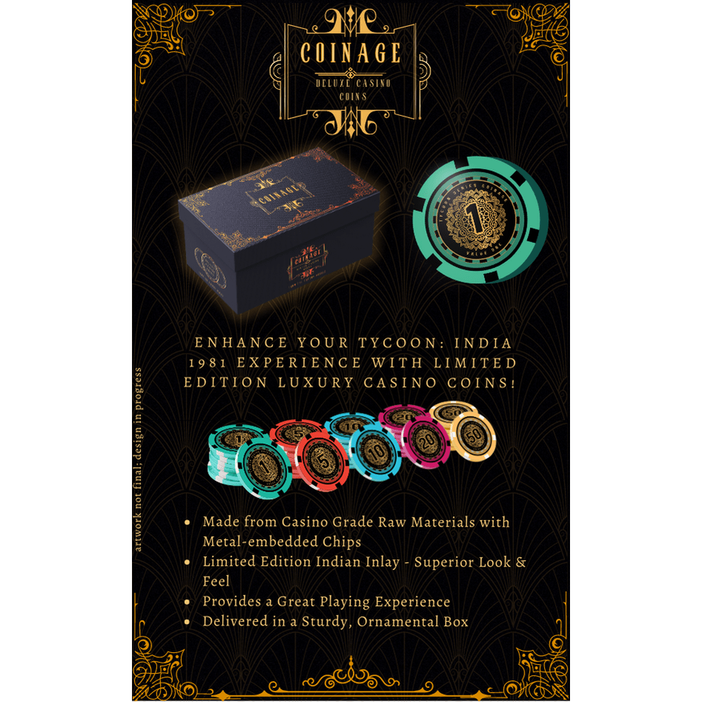 Tycoon:India 1981 Deluxe Kickstarter Edition including Casino Coins Set